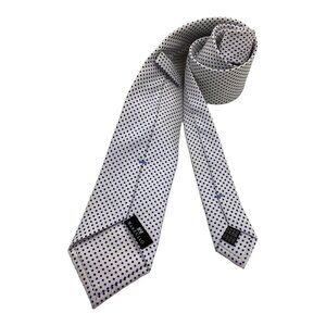MARZULLO White With Blue Pin Dots Luxury Silk Tie Italy W: 3" EX COD